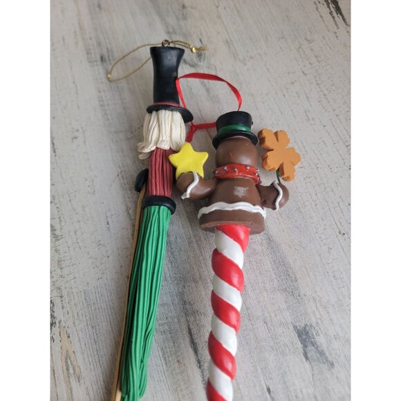 Long Santa Claus gingerbread peppermint candy ornament Xmas set - Picture 6 of 6